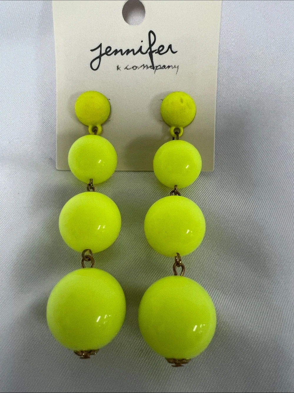 Jennifer Lopez Neon Lime Triple Drop Earrings - Picture 1 of 3